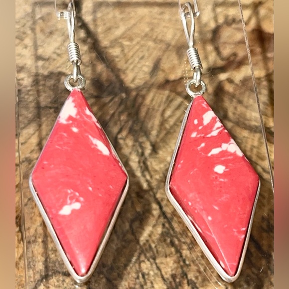 Rainbow Calsilica Earrings 2” - Picture 1 of 9